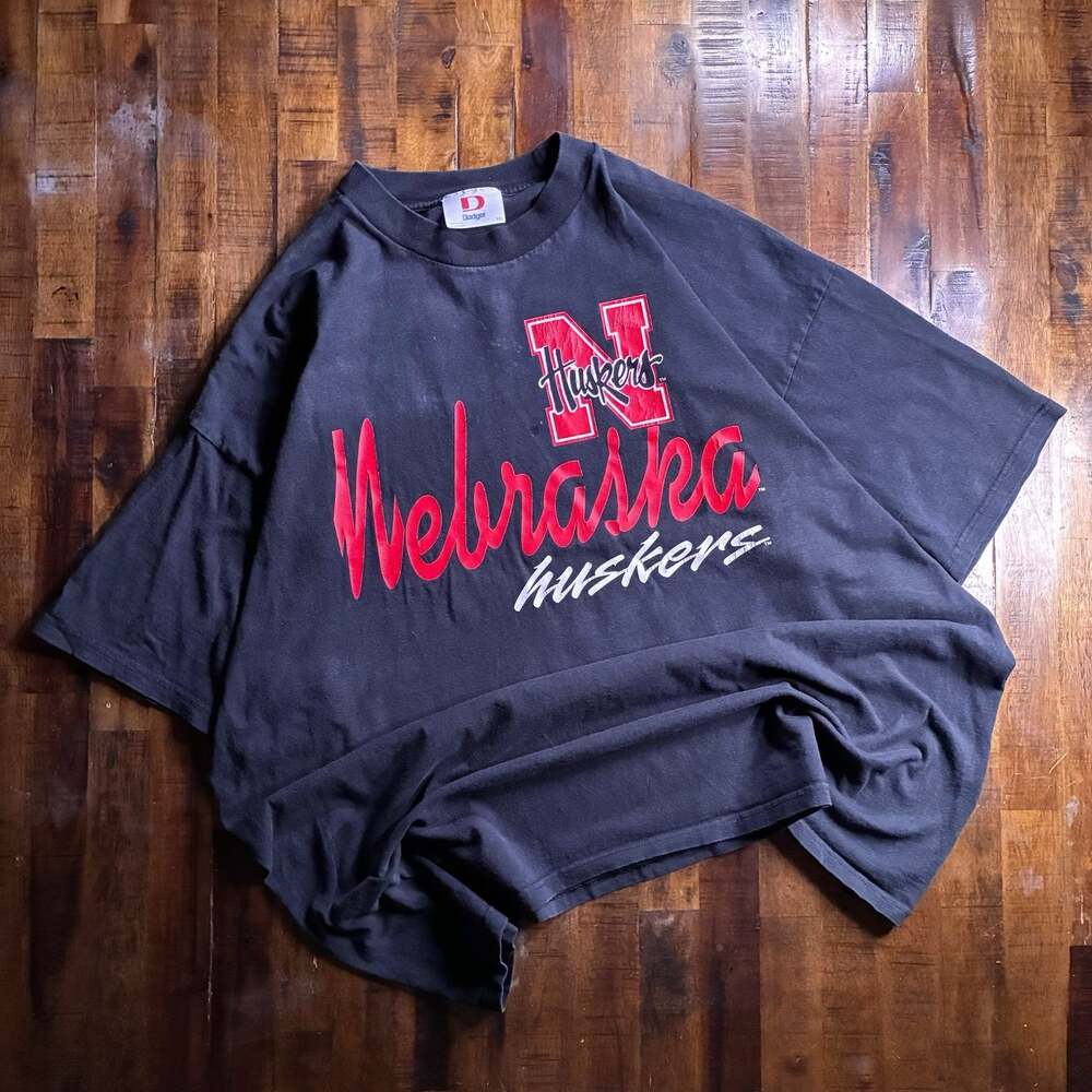 Vintage Nebraska Cornhuskers Faded Graphic Shirt XXL 2XL Dodger Tag Made in USA